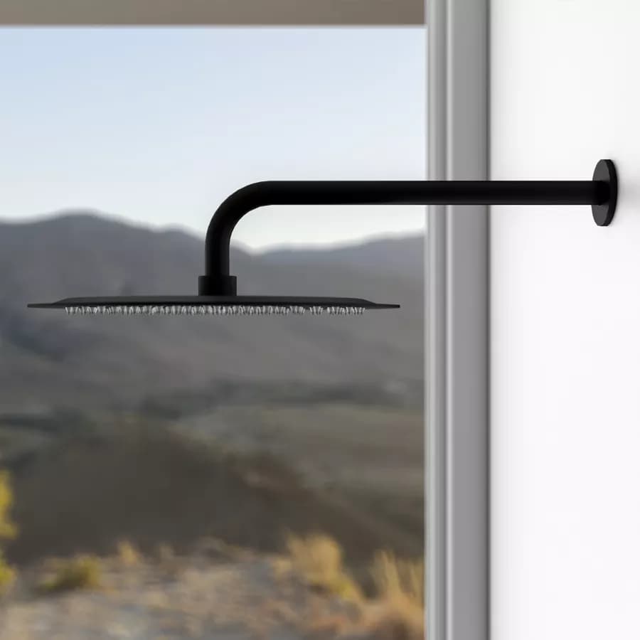 Set incasso doccia con braccio 35 cm e soffione 30 cm nero – Tila