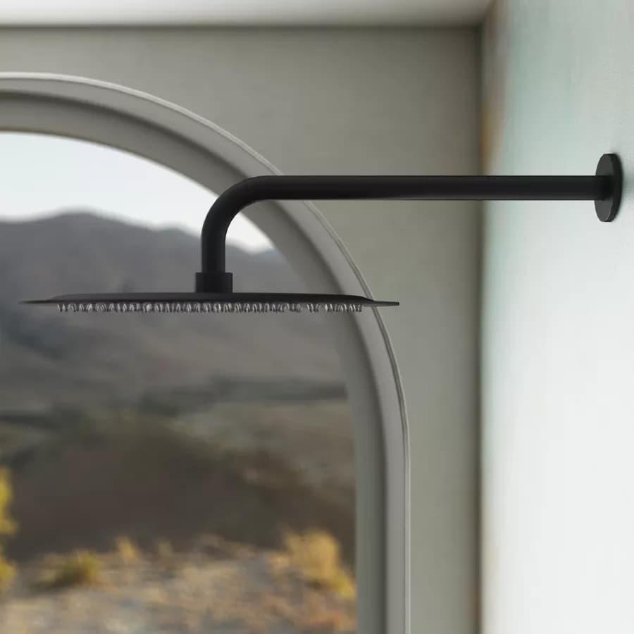 Set incasso doccia con braccio 35 cm e soffione 30 cm nero – Key