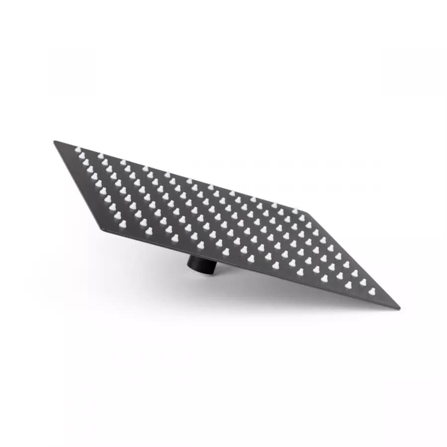 Set incasso doccia con braccio a soffitto 20 cm e soffione 25x25 cm nero – Fusion