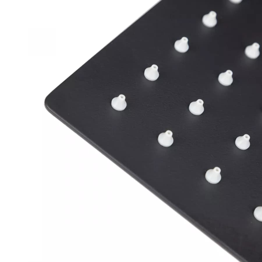 Set incasso doccia con braccio a soffitto 20 cm e soffione 25x25 cm nero – Fusion