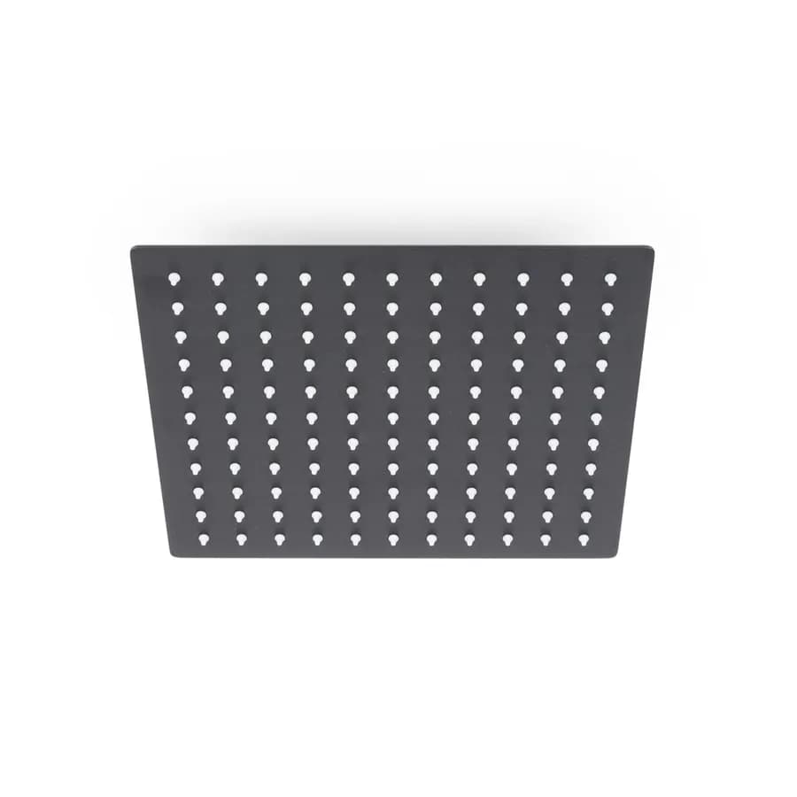 Set incasso doccia con braccio a soffitto 20 cm e soffione 25x25 cm nero – Kyria