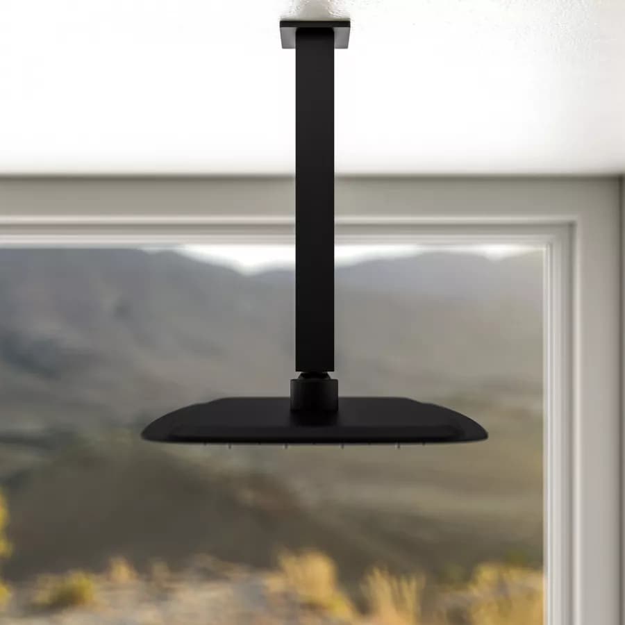Set incasso doccia con braccio a soffitto 20 cm e soffione 30x20 cm nero - Tiamat