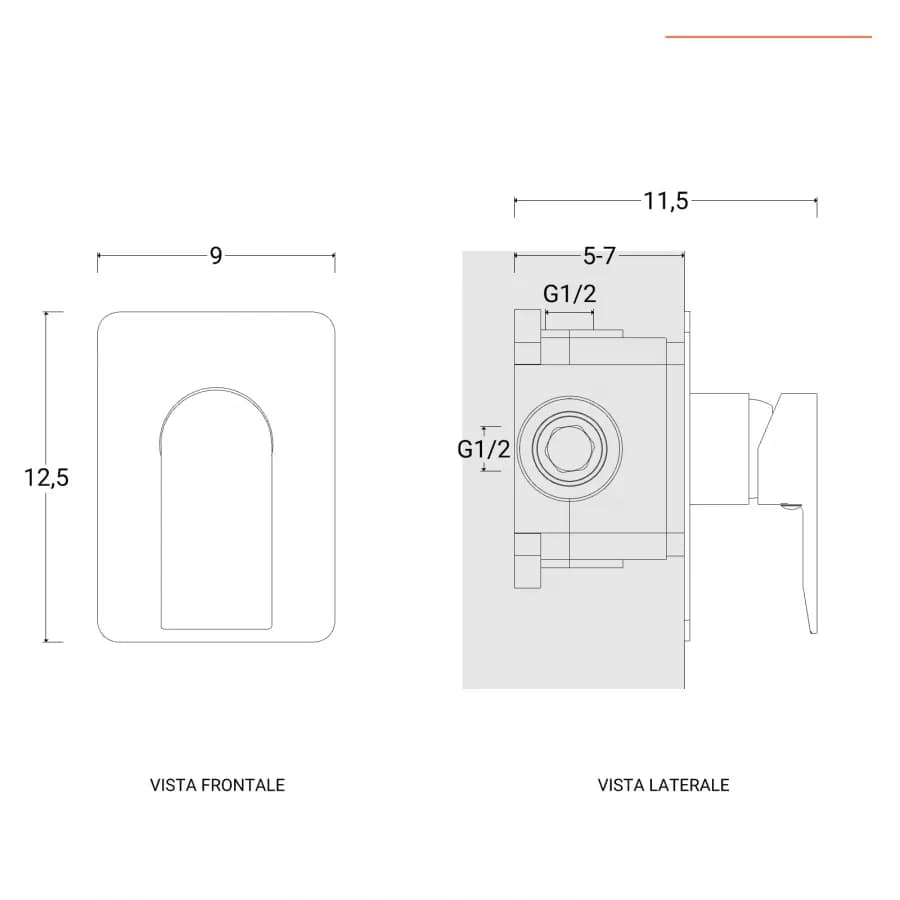 Set incasso doccia con braccio a soffitto 20 cm e soffione 30x20 cm nero – Iota