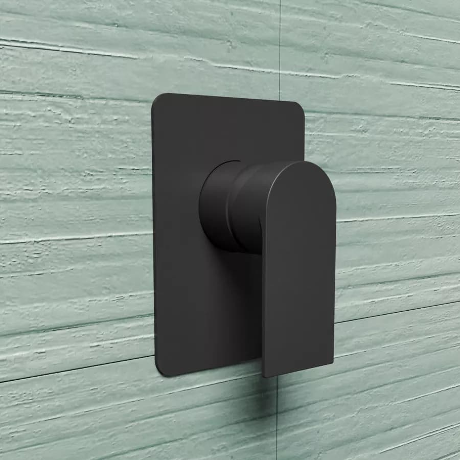 Set incasso doccia con braccio a soffitto 20 cm e soffione 30x20 cm nero – Iota