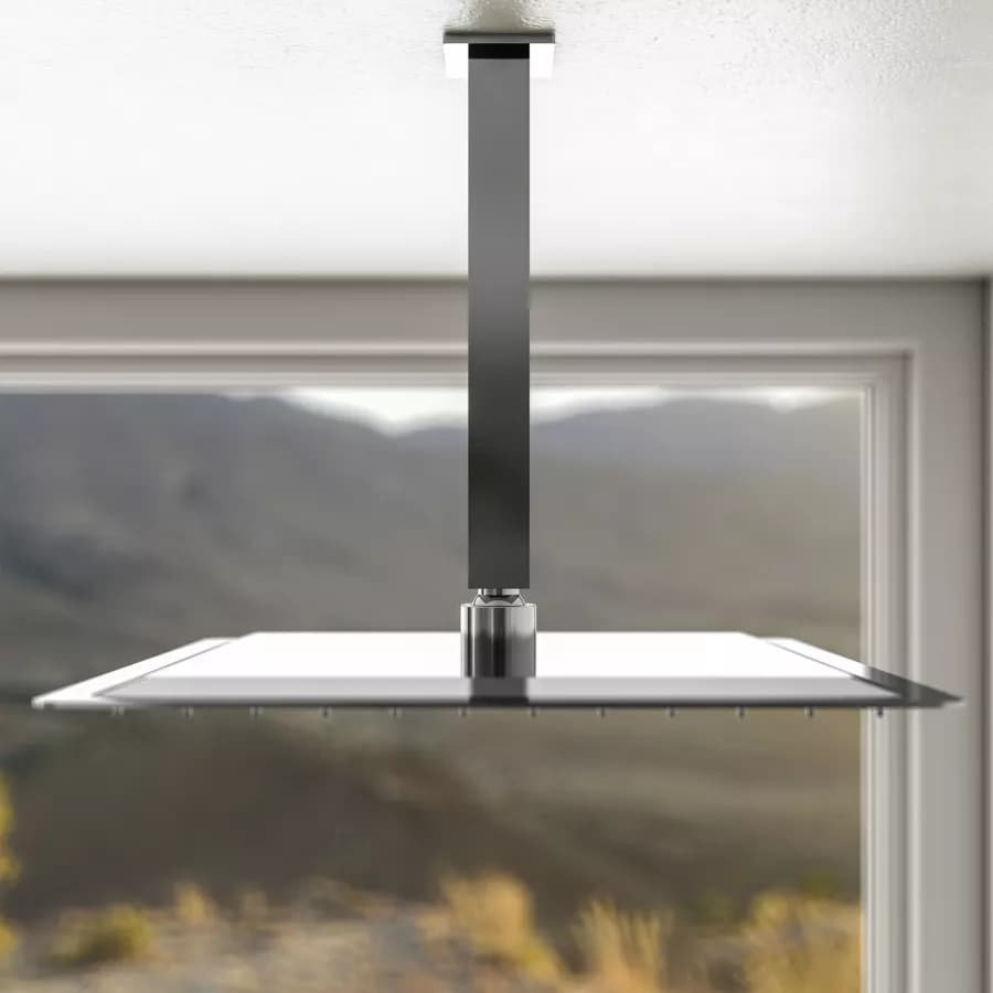 Set incasso doccia con braccio a soffitto 20 cm e soffione 30x30 cm cromo - Tiamat