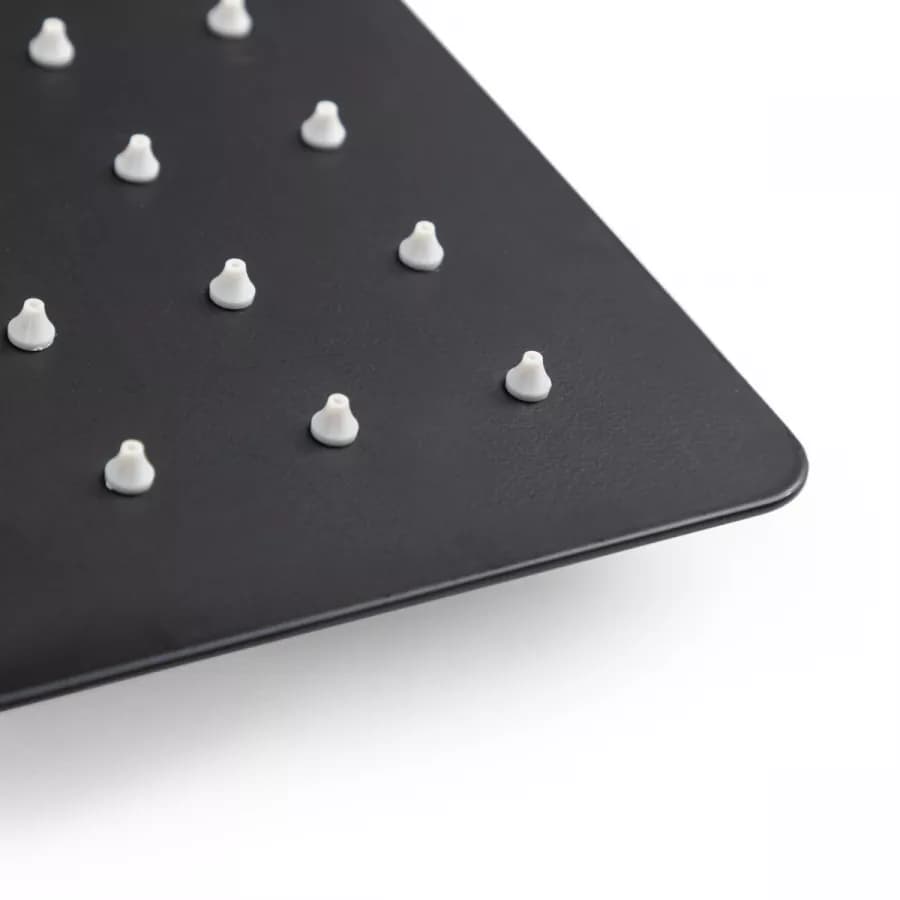Set incasso doccia con braccio a soffitto 20 cm e soffione 30x30 cm nero – Fusion