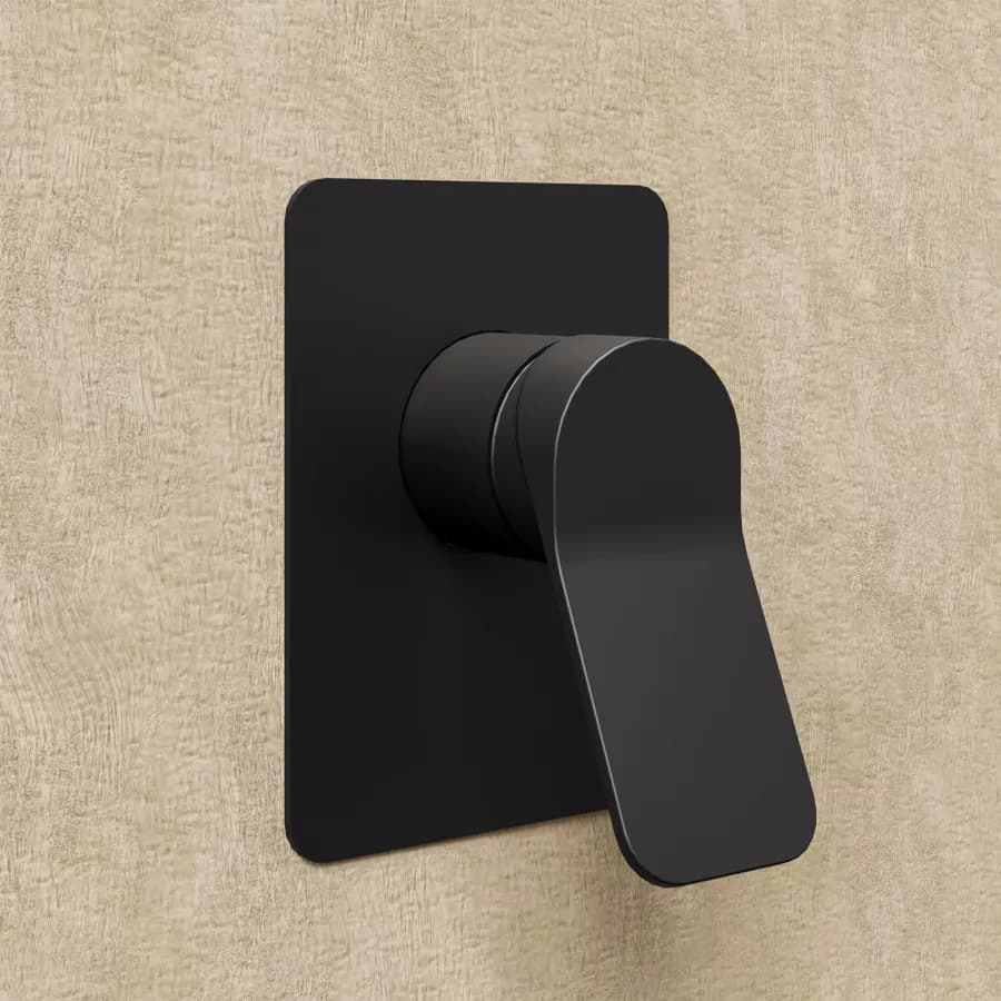 Set incasso doccia con braccio a soffitto 20 cm e soffione 40x40 cm nero – Wing