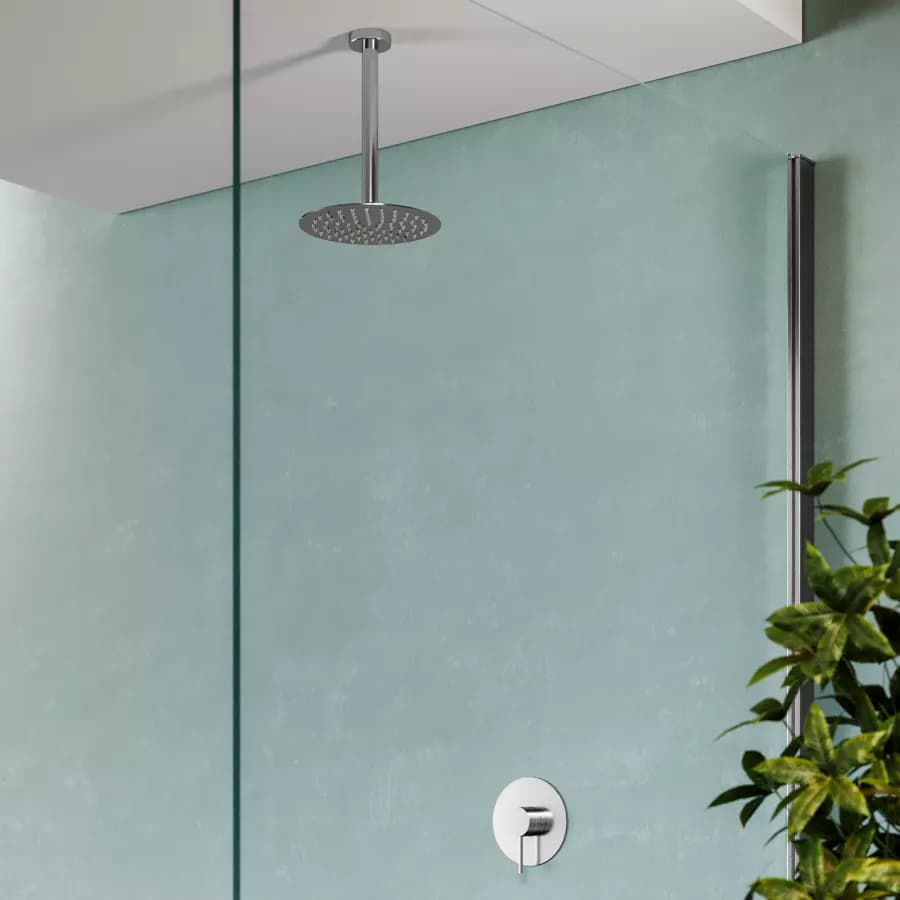 Set incasso doccia con braccio a soffitto 22 cm e soffione 20 cm cromo – Ran