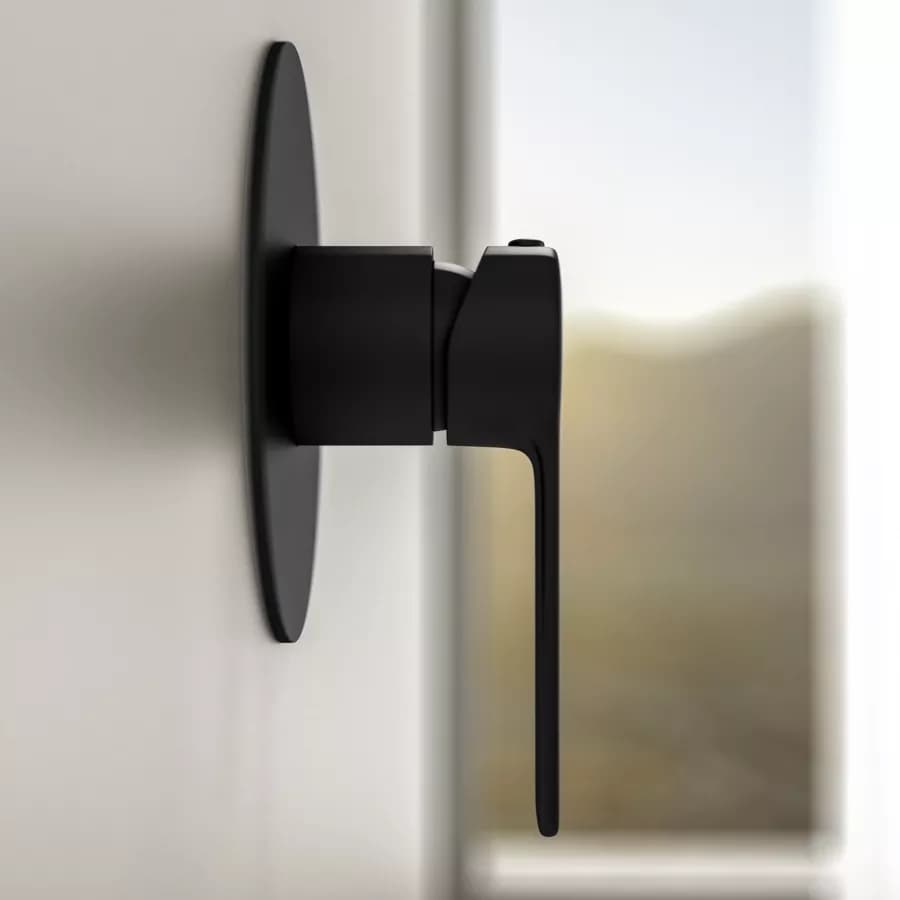 Set incasso doccia con braccio a soffitto 22 cm e soffione 25 cm nero – Tila