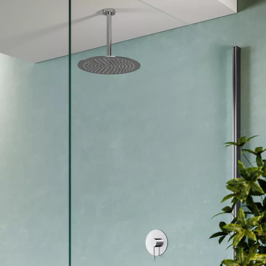Set incasso doccia con braccio a soffitto 22 cm e soffione 30 cm cromo – Ran