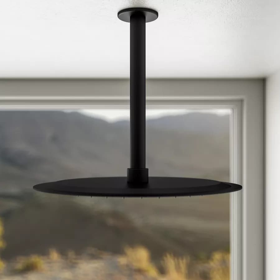 Set incasso doccia con braccio a soffitto 22 cm e soffione 30 cm nero – Tila