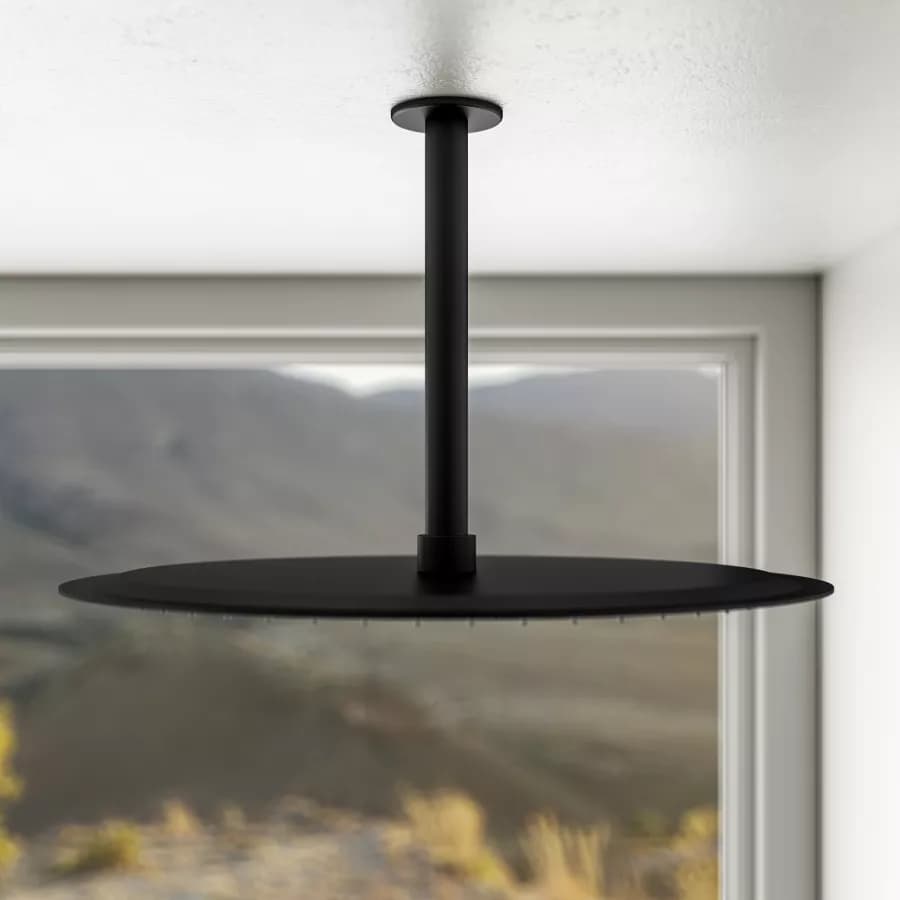 Set incasso doccia con braccio a soffitto 22 cm e soffione 40 cm nero – Tila