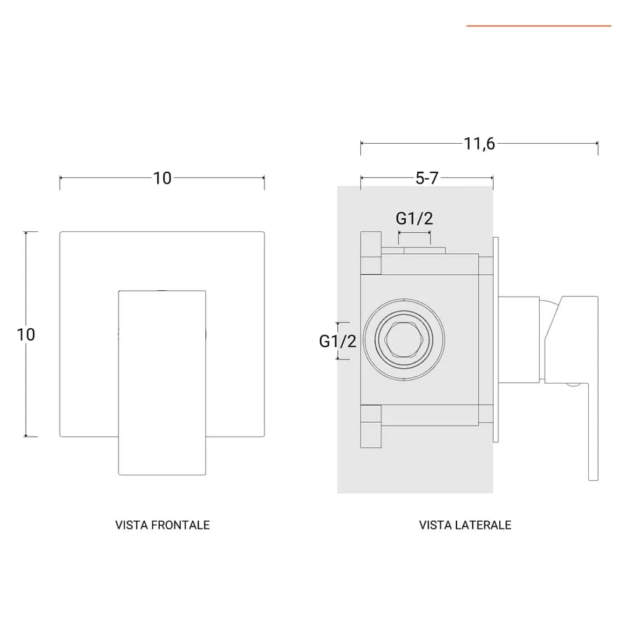 Set incasso doccia con braccio doccia 40 cm e soffione 30x20 cm nero – Kyria