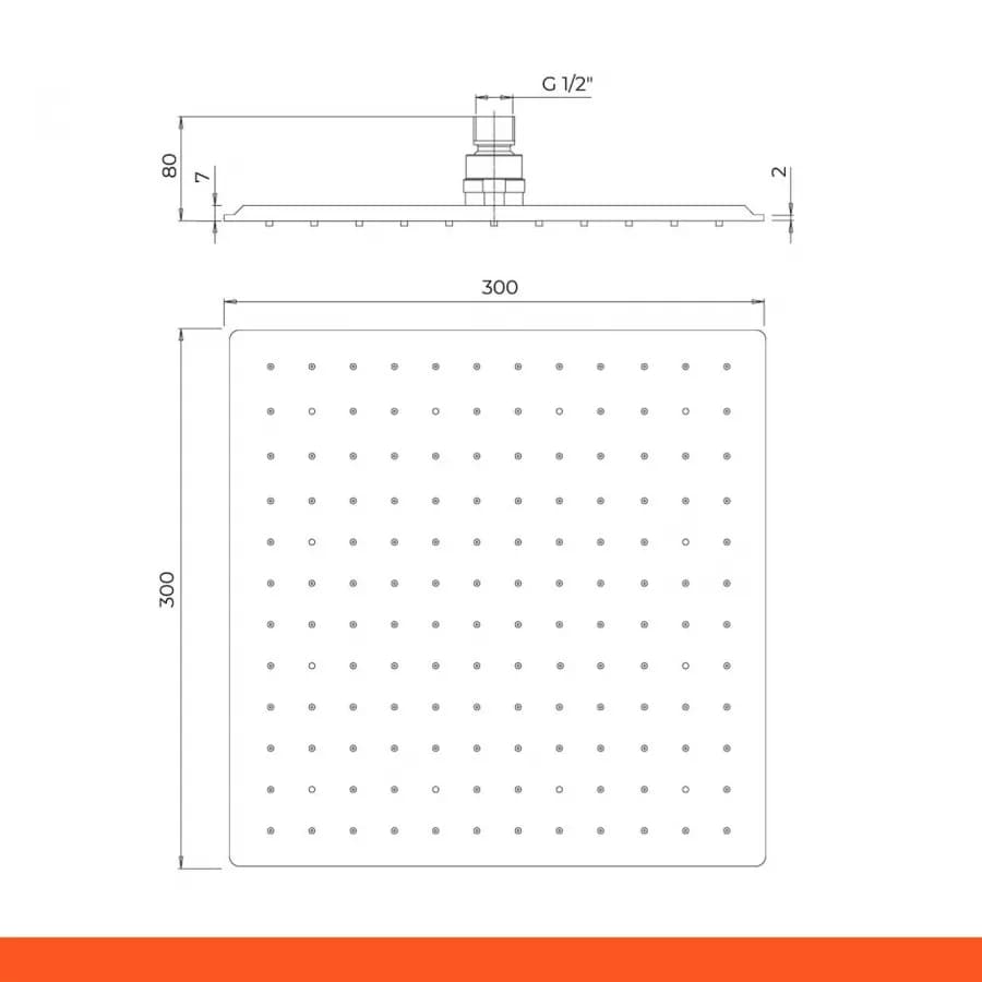Set incasso doccia con braccio doccia 40 cm e soffione 30x30 cm nero – Fusion