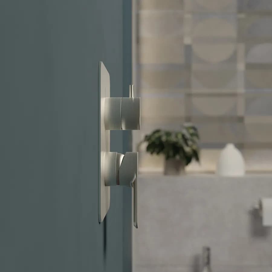 Set incasso doccia con deviatore con braccio a soffitto 20 cm e soffione 25x25 cm spazzolato – Fusion