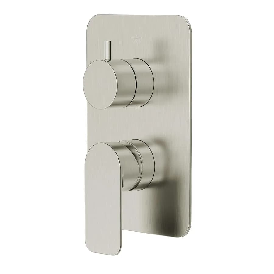Set incasso doccia con deviatore con braccio a soffitto 20 cm e soffione 25x25 cm spazzolato – Fusion