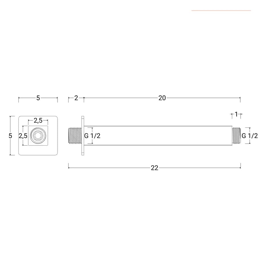 Set incasso doccia con deviatore con braccio a soffitto 20 cm e soffione 30x30 cm cromo – Iota