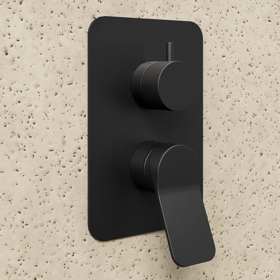 Set incasso doccia con deviatore con braccio a soffitto 20 cm e soffione 40x40 cm nero – Wing