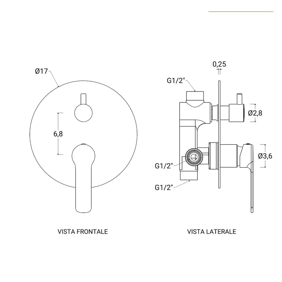 Set incasso doccia con deviatore e doccino con braccio doccia 22 cm e soffione 30 cm cromo – Tila