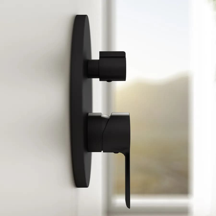 Set incasso doccia con deviatore e doccino con braccio doccia 28 cm e soffione 25 cm nero – Key