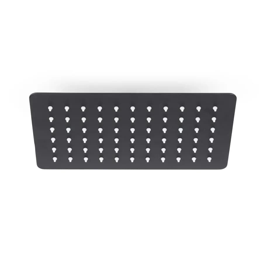 Set incasso doccia con deviatore e doccino con braccio doccia 35 cm e soffione 25x15 cm nero – Tiamat