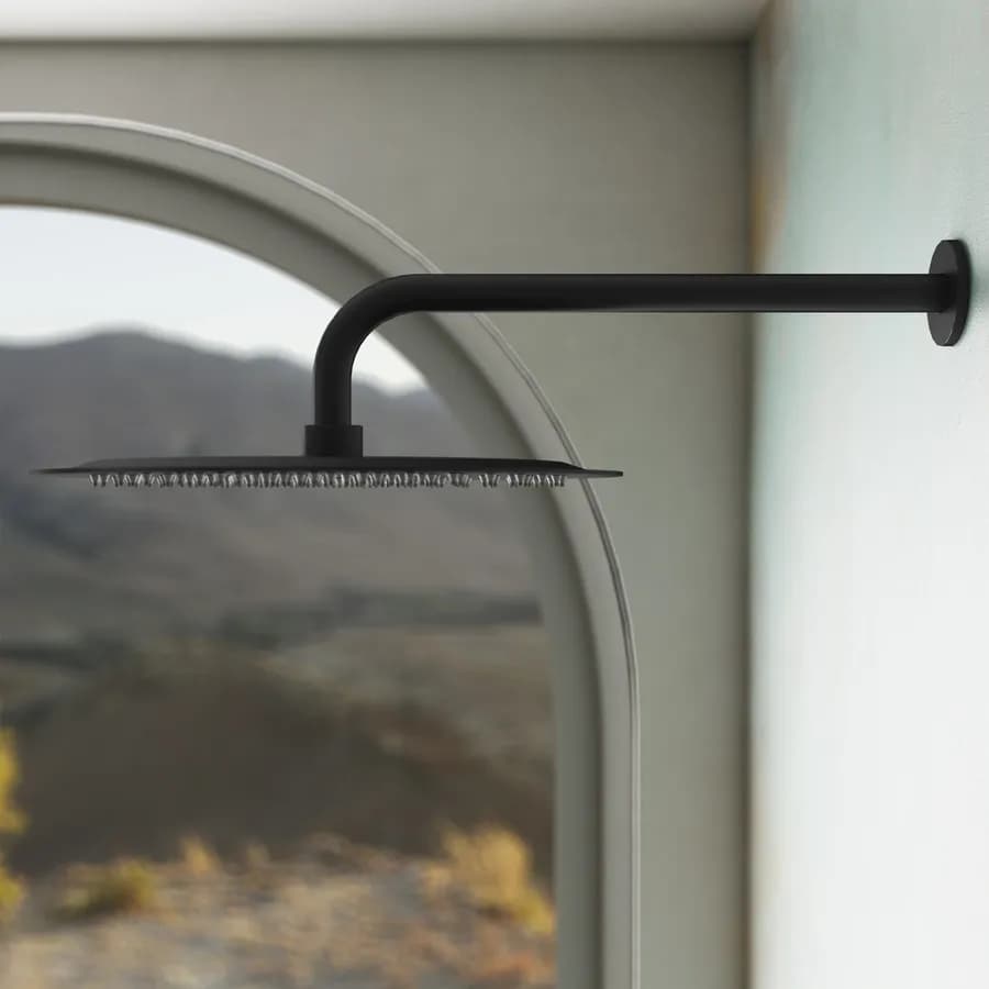 Set incasso doccia con deviatore e doccino con braccio doccia 35 cm e soffione 30 cm nero – Key