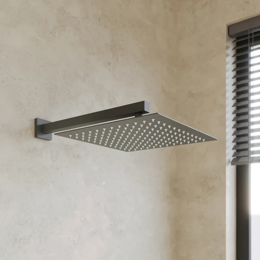 Set incasso doccia con deviatore e set doccino con braccio doccia e soffione 30 x 30 cm fango - Kyria