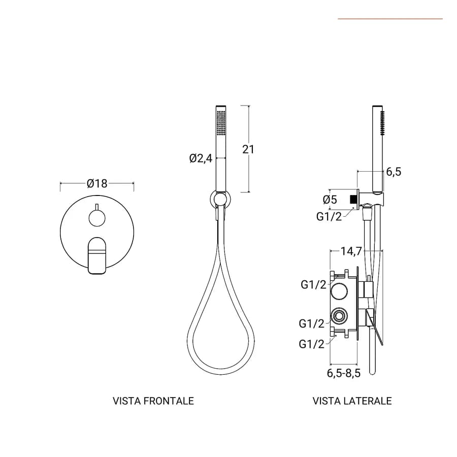 Set incasso doccia in ottone nero spazzolato anti-impronta - Nocta