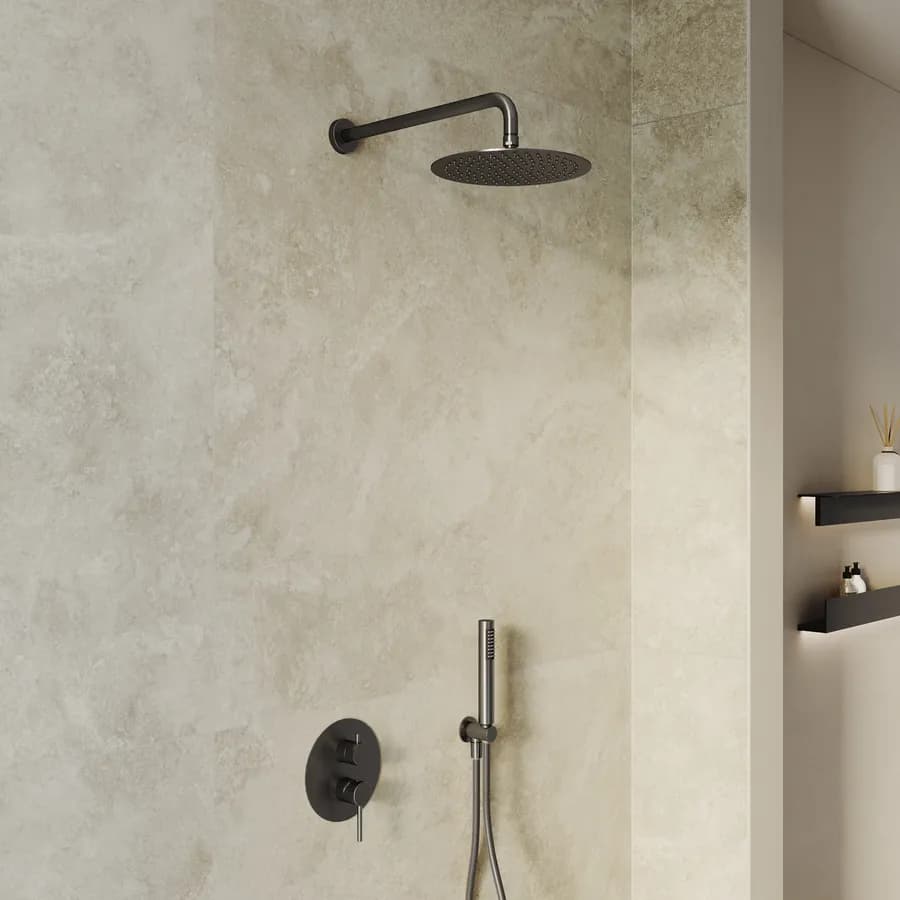 Set incasso doccia in ottone nero spazzolato anti-impronta - Oasis