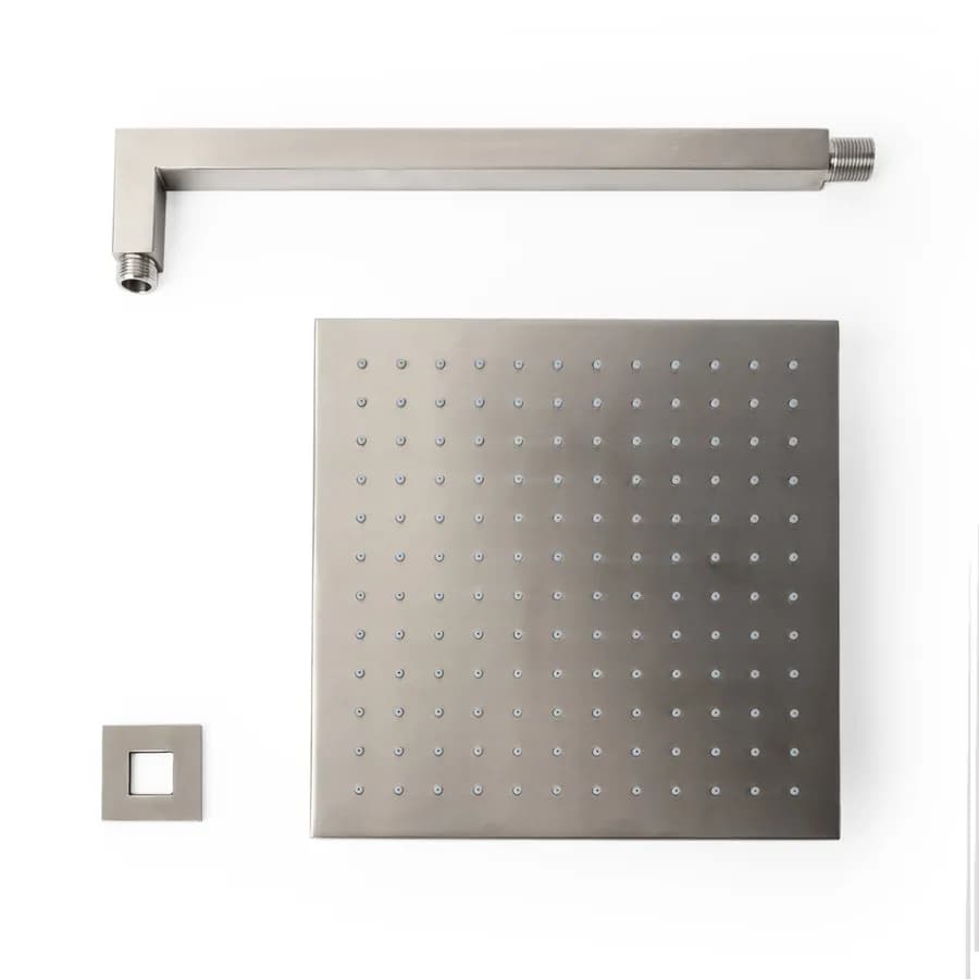 Set incasso doccia squadrato con braccio 35 cm e soffione 25 x 25 cm in acciaio inox 316 satinato – Pure