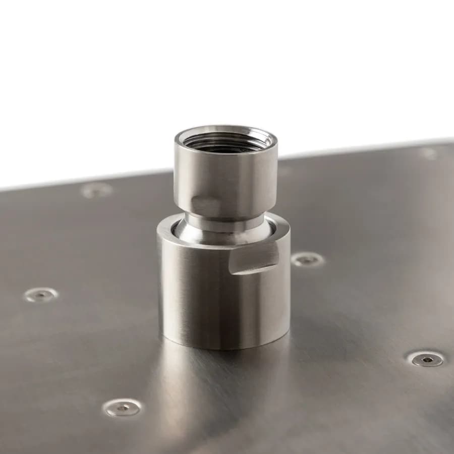 Set incasso doccia squadrato con braccio 35 cm e soffione 25 x 25 cm in acciaio inox 316 satinato – Pure