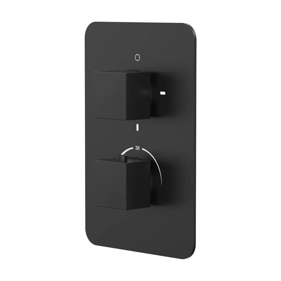 Set incasso doccia termostatico con deviatore con braccio a soffitto 20 cm e soffione 30x30 cm nero – Wing