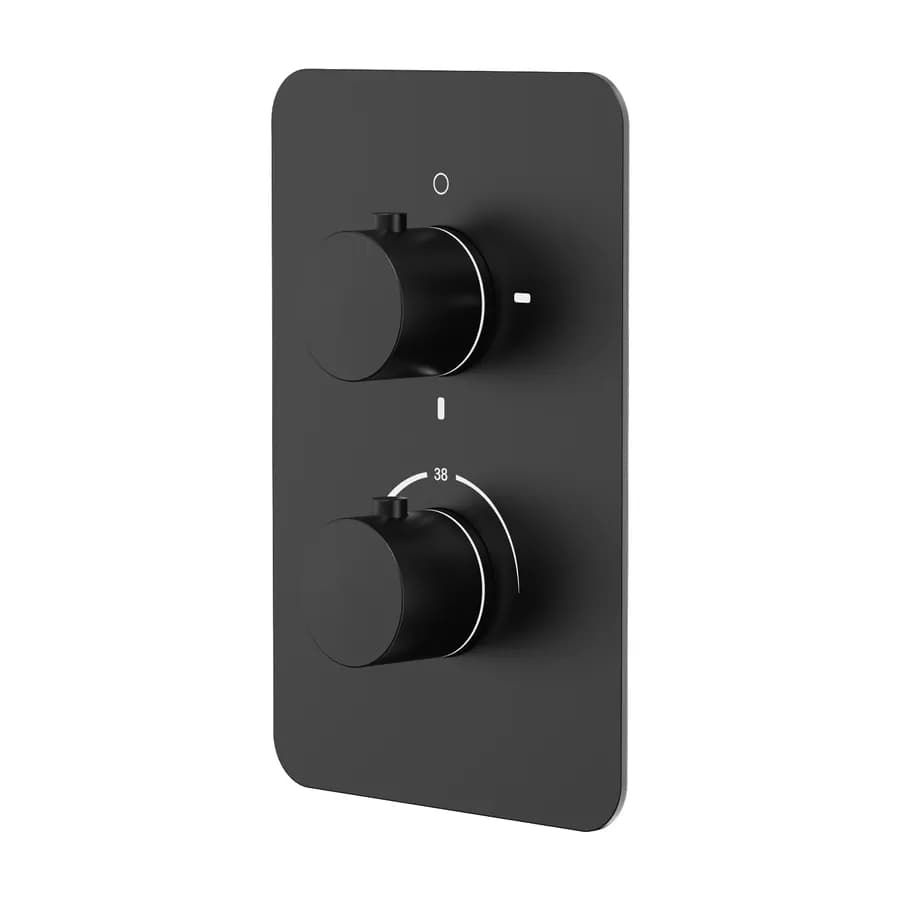 Set incasso doccia termostatico con deviatore con braccio a soffitto 20 cm e soffione 40x30 cm nero – Fusion