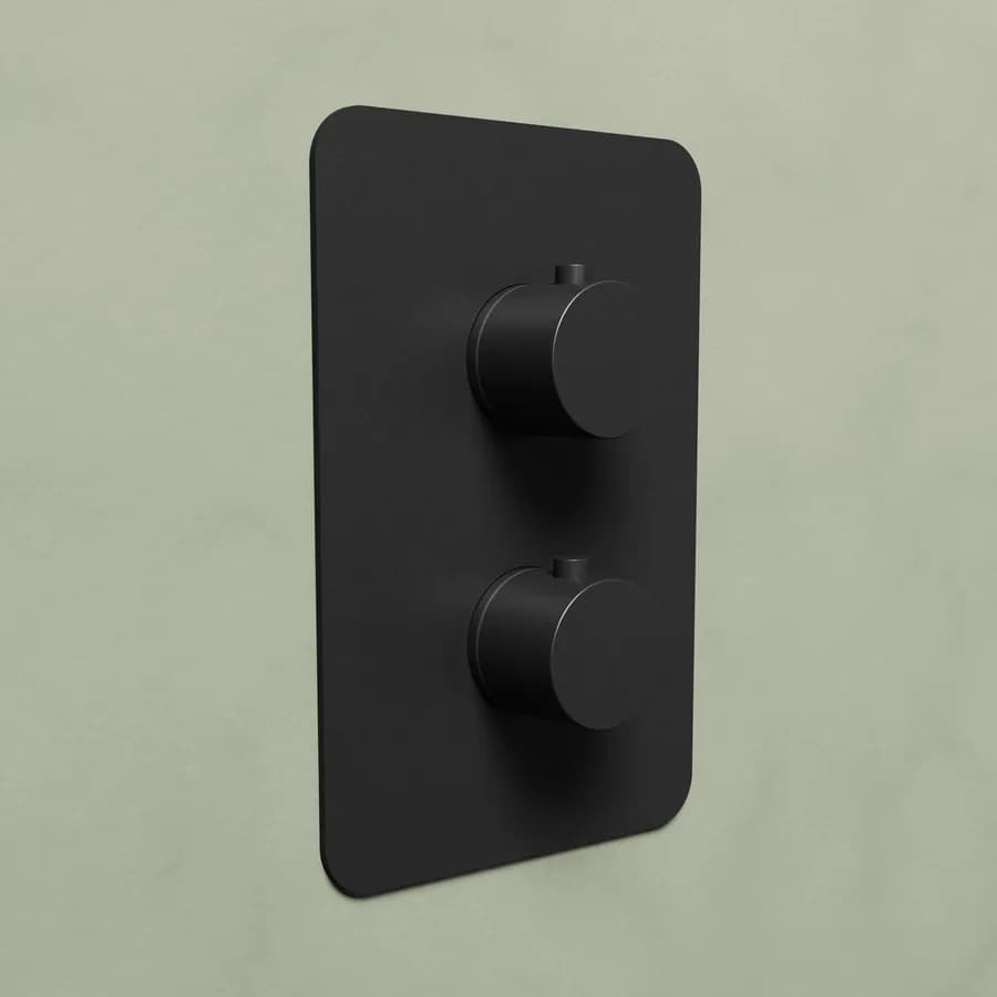 Set incasso doccia termostatico con deviatore con braccio a soffitto 20 cm e soffione 40x40 cm nero – Fusion
