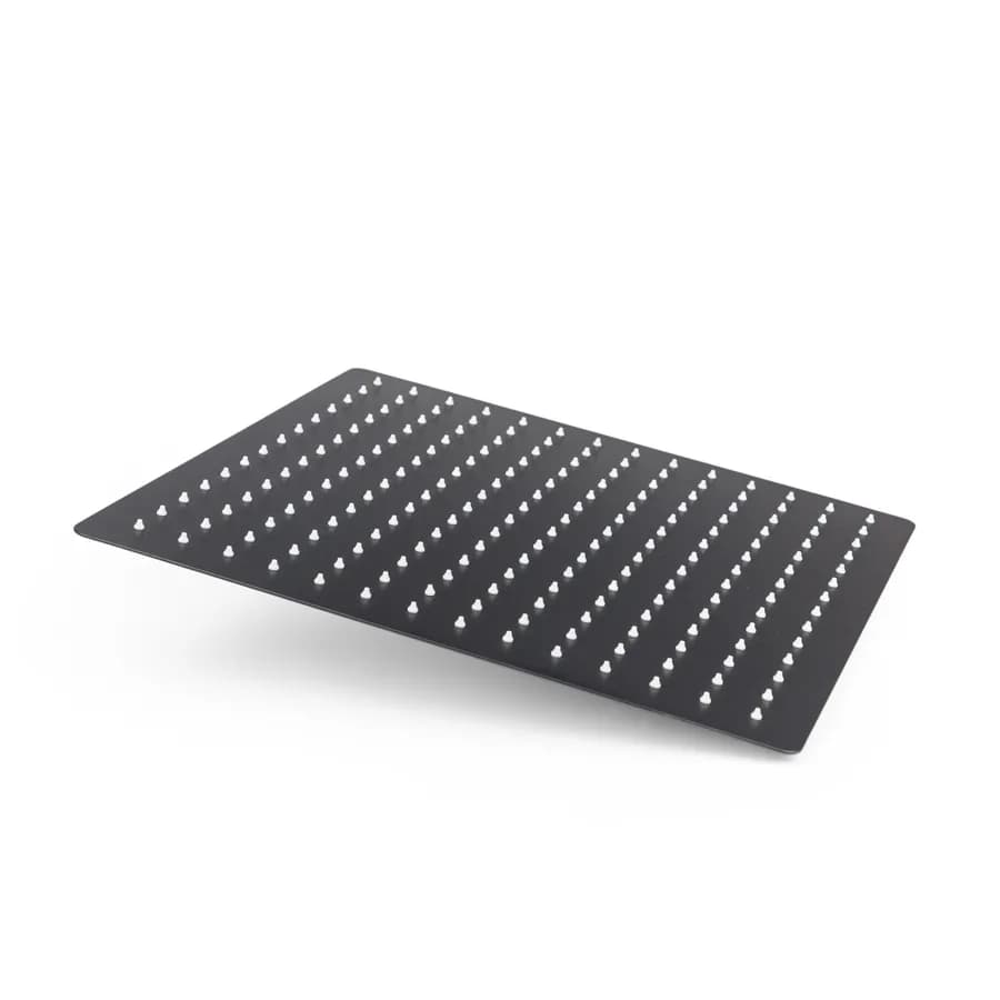 Set incasso doccia termostatico con deviatore con braccio a soffitto 20 cm e soffione 40x40 cm nero – Fusion