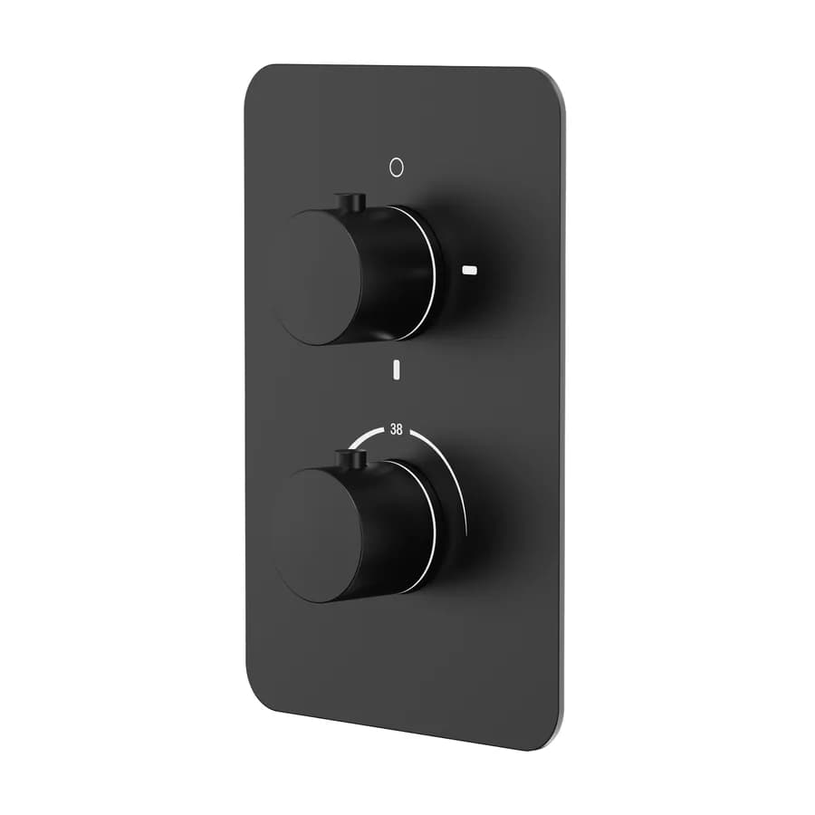 Set incasso doccia termostatico con deviatore con braccio doccia 35 cm e soffione 20x20 cm nero – Iota