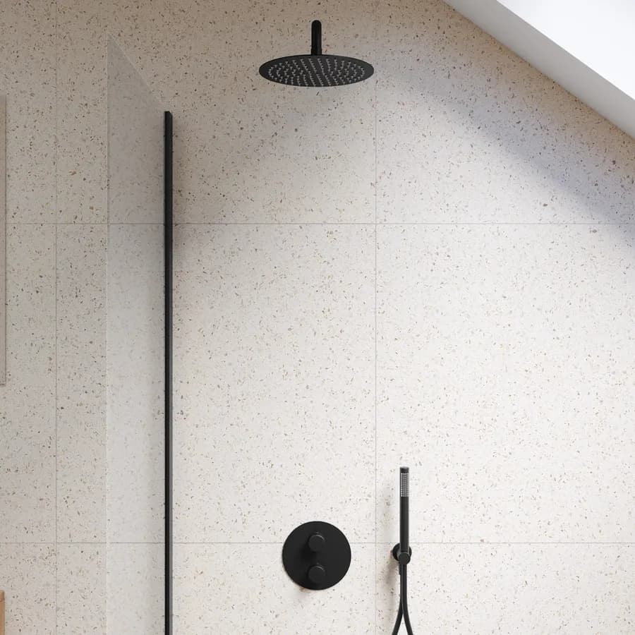Set incasso doccia termostatico in ottone nero opaco - Nocta