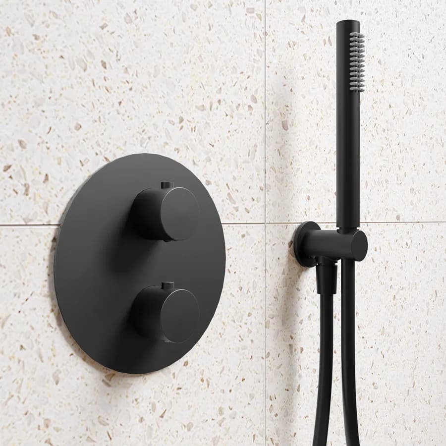 Set incasso doccia termostatico in ottone nero opaco - Nocta