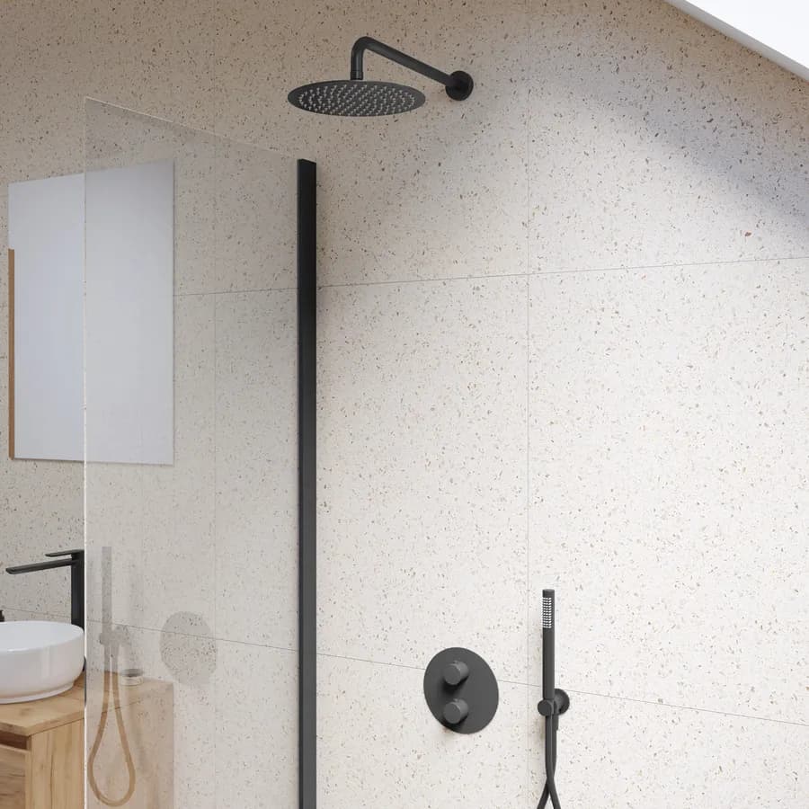 Set incasso doccia termostatico in ottone nero spazzolato anti-impronta - Nocta