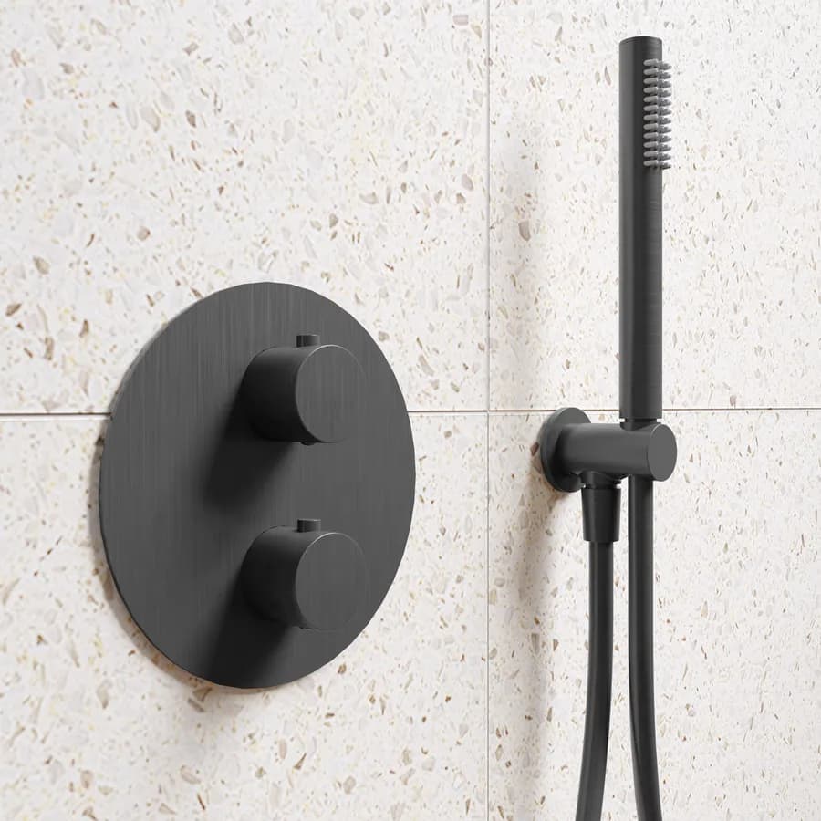 Set incasso doccia termostatico in ottone nero spazzolato anti-impronta - Nocta