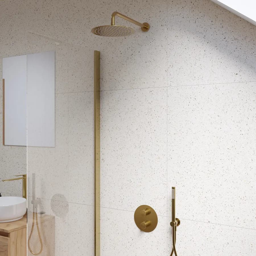 Set incasso doccia termostatico in ottone oro spazzolato anti-impronta - Nocta