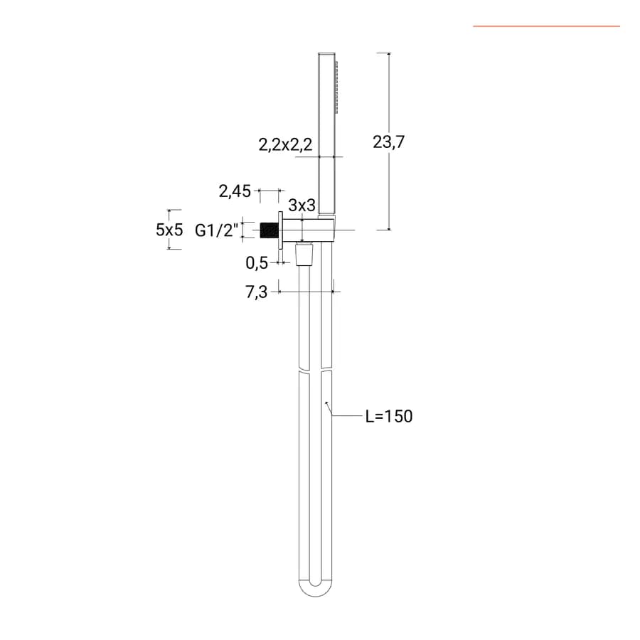 Set incasso squadrato con presa acqua in acciaio inox 316 satinato – Pure