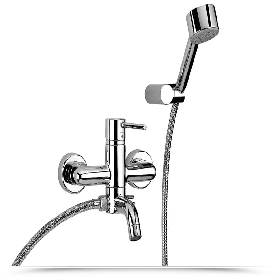 Set Jacuzzi - Rubinetteria Gun miscelatore lavabo + bidet + vasca con accessori ottone cromato