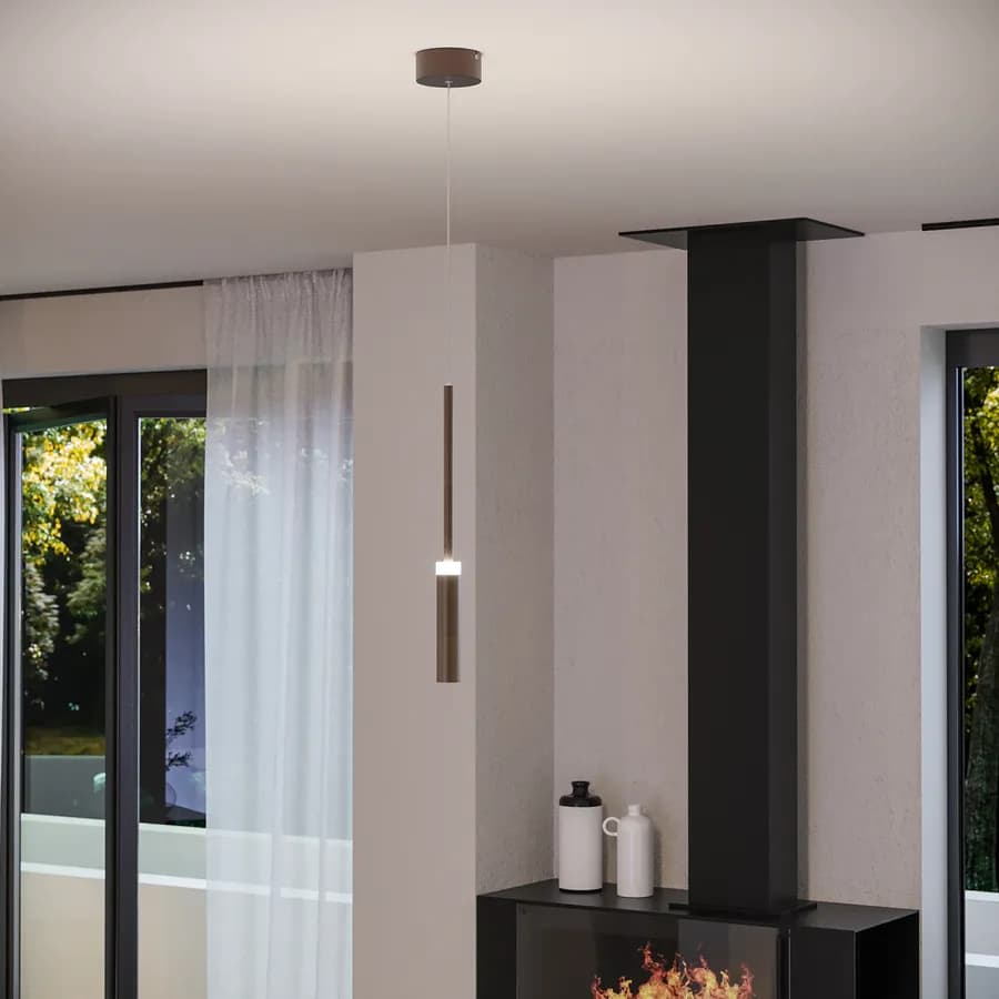 Set lampada a sospensione 140h cm e 2 applique in alluminio color bronzo