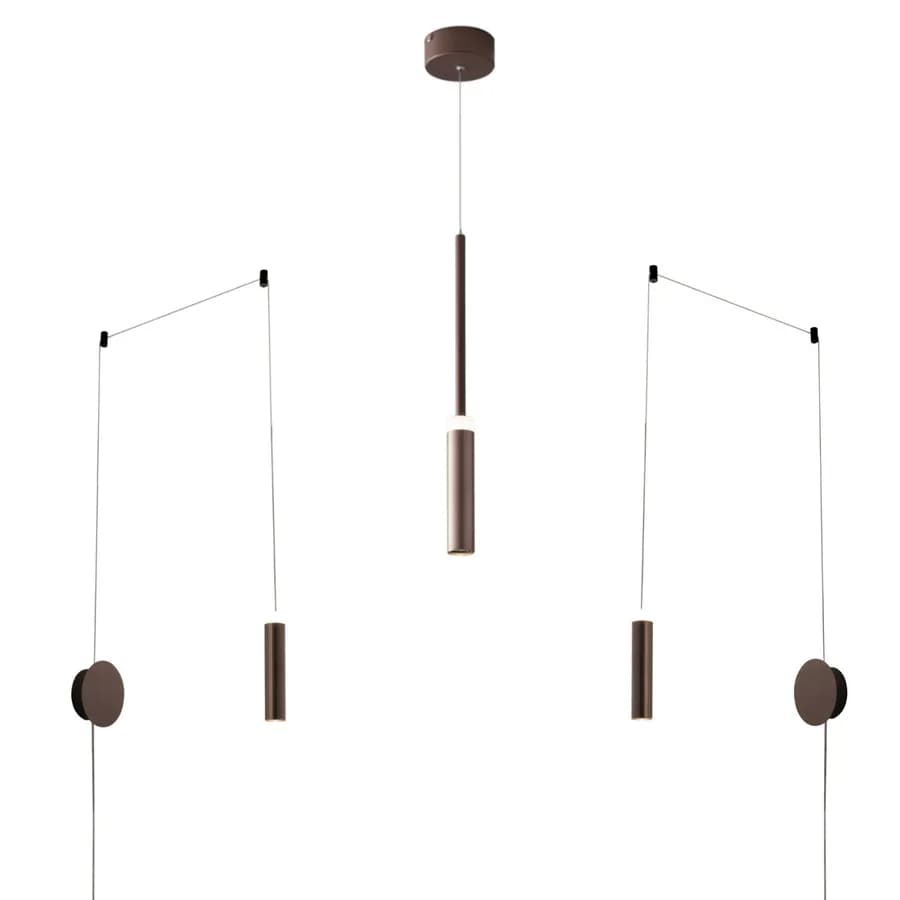 Set lampada a sospensione 140h cm e 2 applique in alluminio color bronzo