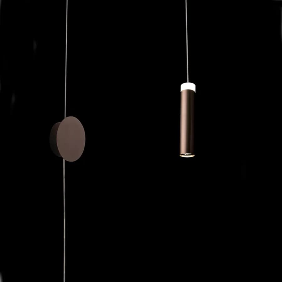 Set lampada a sospensione 140h cm e 2 applique in alluminio color bronzo