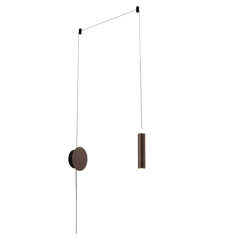 Set lampada a sospensione 140h cm e 2 applique in alluminio color bronzo