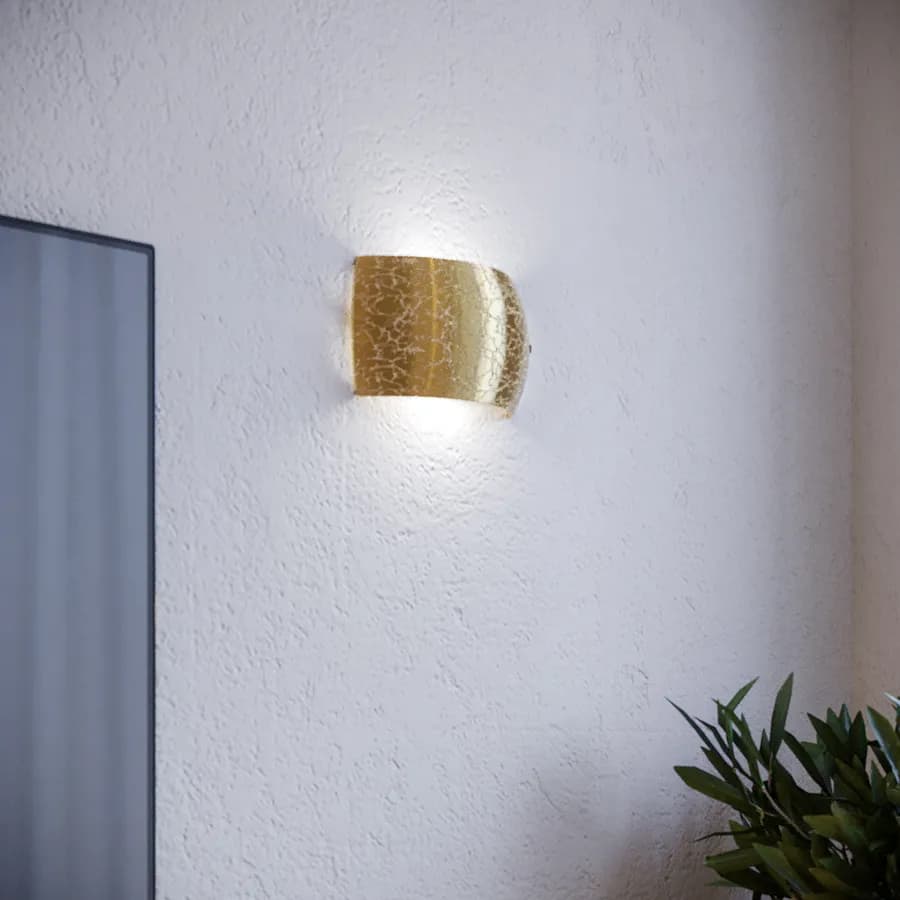 Set lampada a sospensione 20 cm e 2 applique in vetro con foglia oro