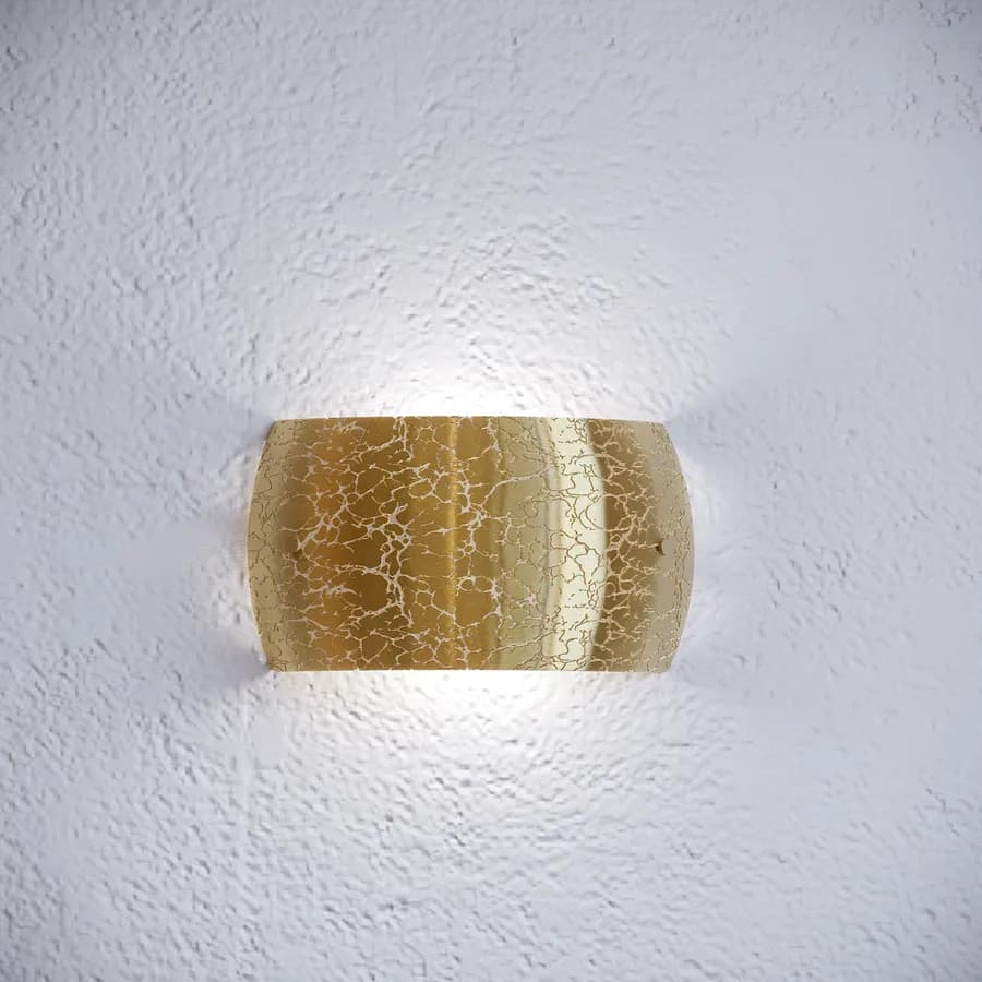 Set lampada a sospensione 20 cm e 2 applique in vetro con foglia oro