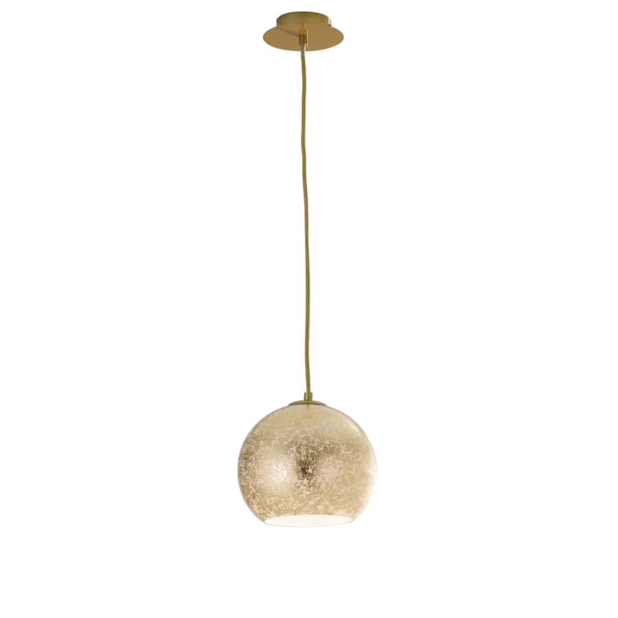Set lampada a sospensione 20 cm e 2 applique in vetro con foglia oro